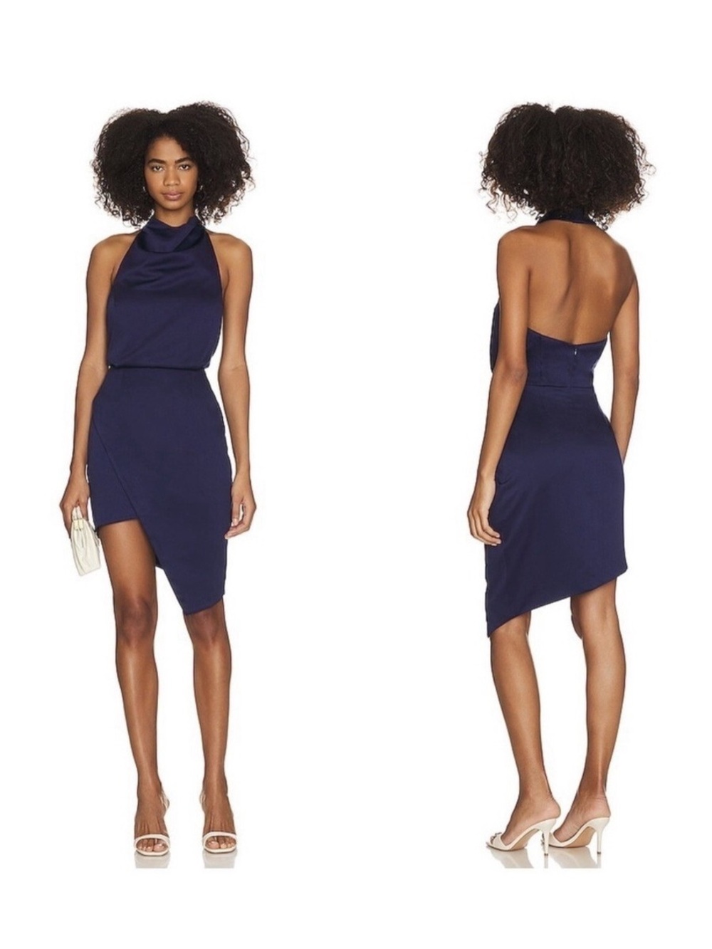 Elliatt Camo Dress in Navy Large NWT Open Back Halter Sleeveless